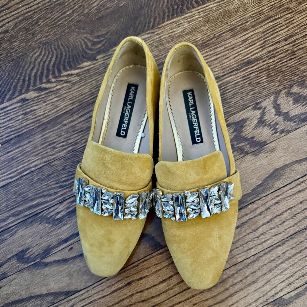 Karl Lagerfeld Paris Loafers 7M Yellow Crystal Suede Kyra Loafer‎